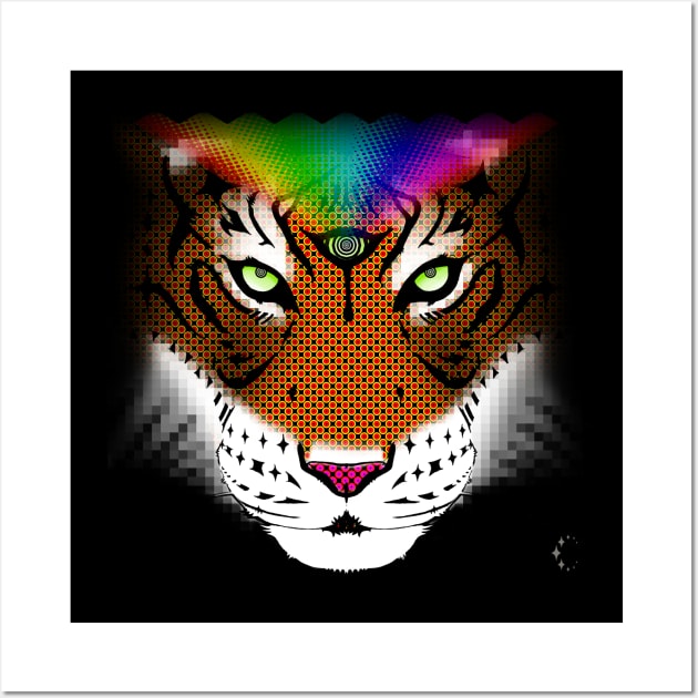 Third Eye of the Tiger Rainbow | Half Tone T-Shirt Wall Art by ConstellationPublishing